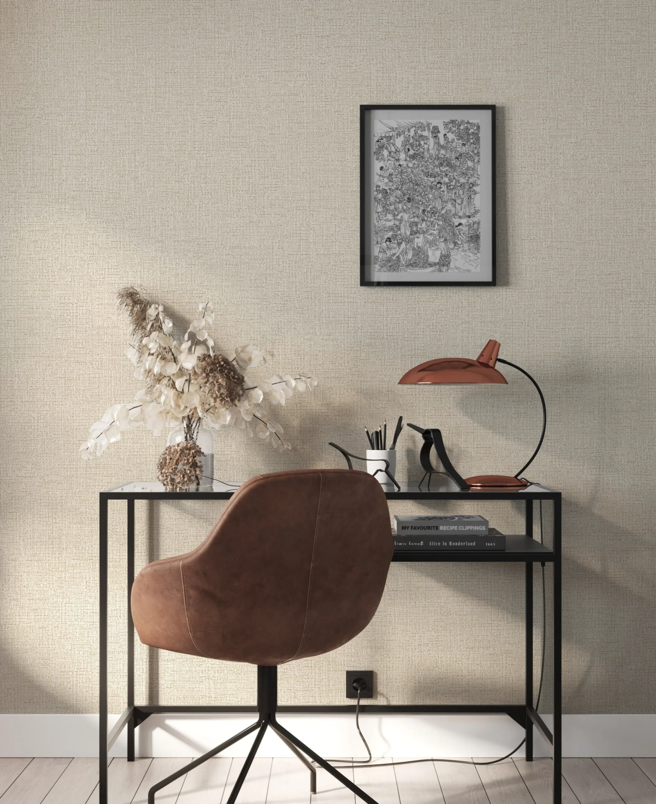 Beige Embossed Wallpaper – Glittering Accents (24110-2)